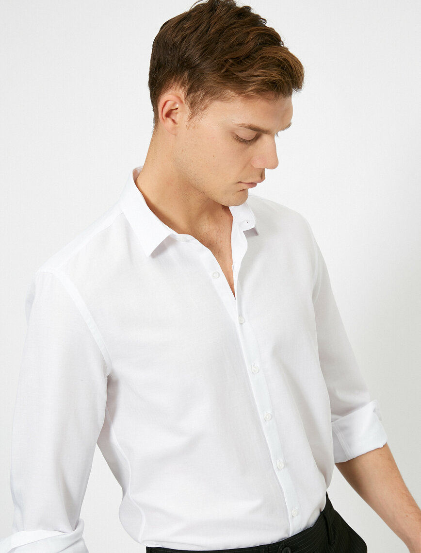 Klasik Yaka Uzun Kollu Slim Fit Smart Gömlek